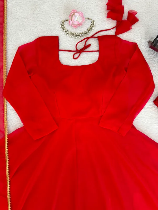 Red_Tibby_Silk_Flared_Anarkali_Kurta_Set_For_Women