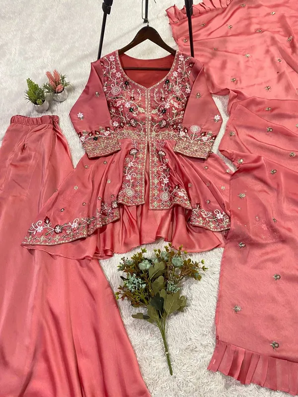 Pink_Rangoli_Silk_Flared_Kurta_Set_For_Women
