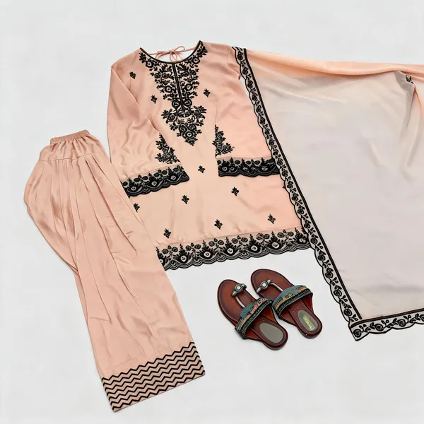 Peach_Rayon_Straight_Embroidered_Kurta_Set_For_Women