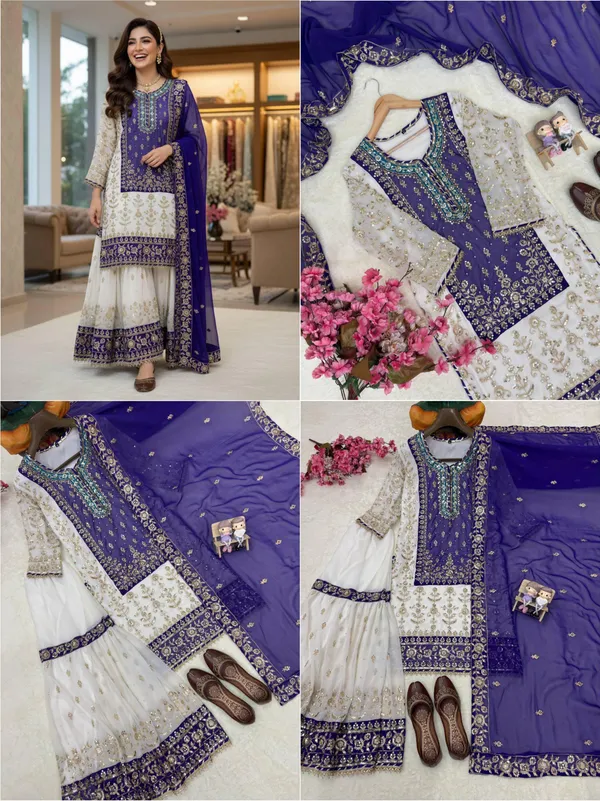 White_Royal_Blue_Faux_Georgette_Embroidered_Anarkali_Suit_Set_For_Women