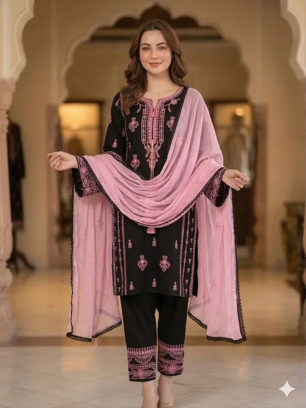 Black_Pink_Rayon_Embroidered_Kurta_Set_For_Women