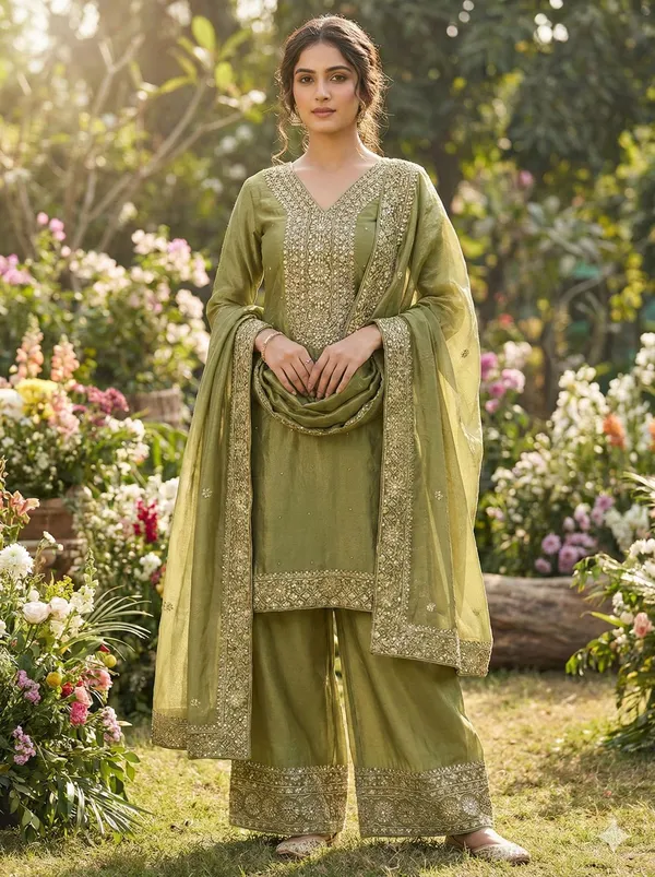 Olive_Green_Fendi_Straight_Suit_Set_For_Women
