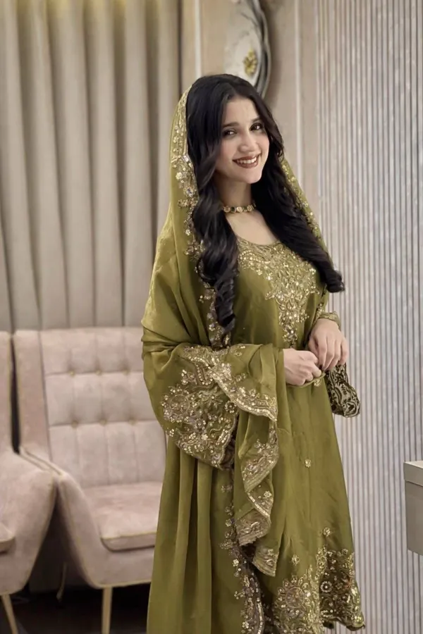 Olive_Green_Silk_Embroidered_Straight_Kurta_Set_For_Women