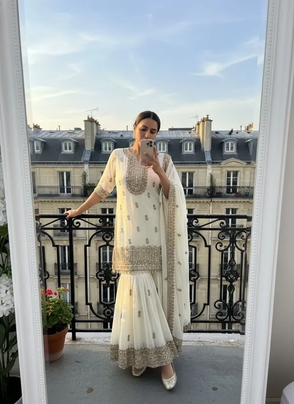 White_Faux_Georgette_Straight_Sharara_Suit_For_Women