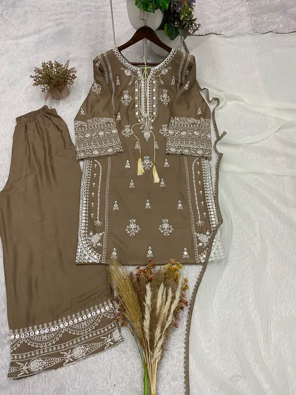 Olive_Rayon_Embroidered_Straight_Kurta_Set_For_Women