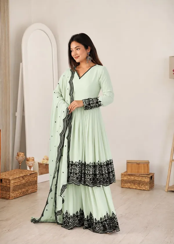 Mint_Green_Georgette_Flared_Embroidered_Anarkali_Suit_Set_For_Women