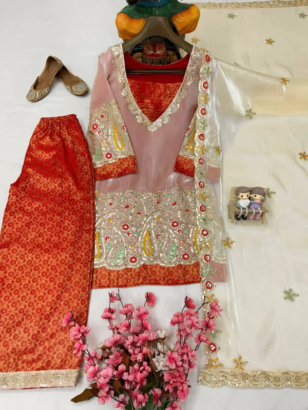 Beige_Silk_Embroidered_Kurta_Palazzo_Set_For_Women