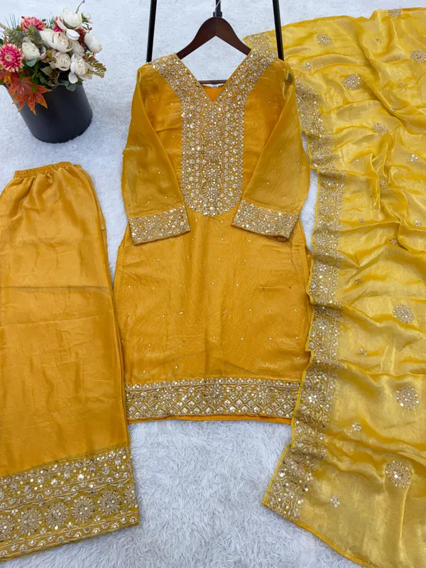 Yellow_Embroidered_Straight_Suit_Set_For_Women