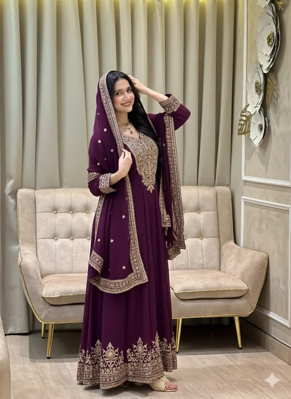Wine_Faux_Georgette_Flared_Anarkali_Suit_For_Women