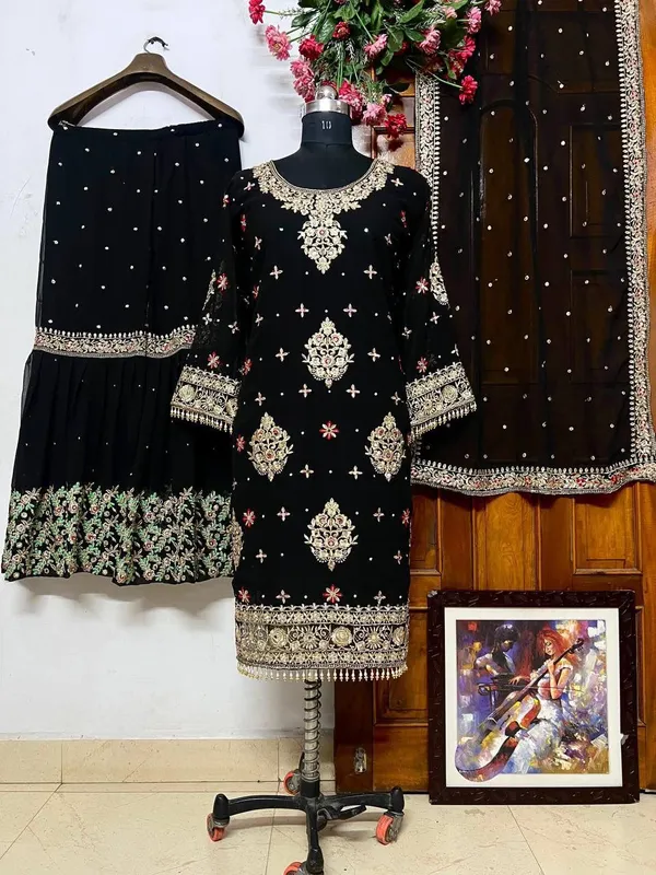 Black_Georgette_Embroidered_Sharara_Suit_Set_For_Women
