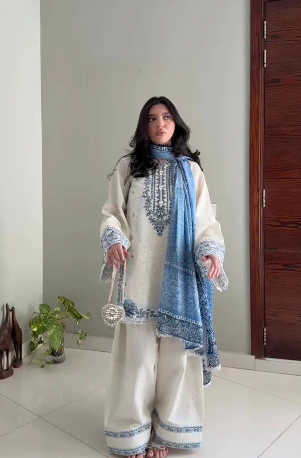 White_Blue_Rayon_Straight_Embroidered_Kurta_Set_For_Women