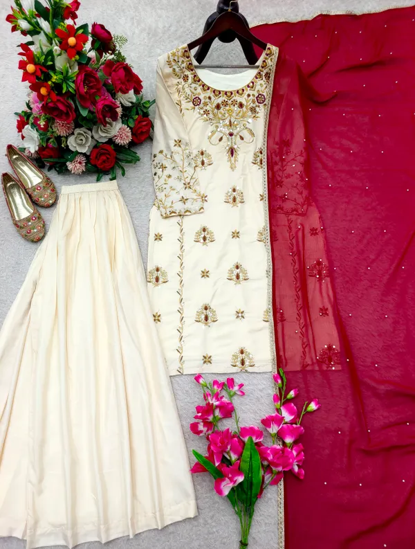 Ivory_Crunchy_Silk_Embroidered_Kurta_Sharara_Set_For_Women