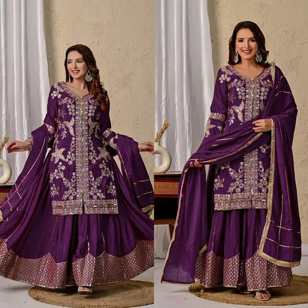 Purple_Chinnon_Silk_Embroidered_Anarkali_Suit_Set_For_Women