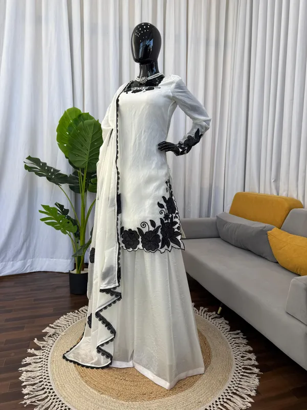 White_Fendi_Silk_Embroidered_Straight_Kurta_Set_For_Women