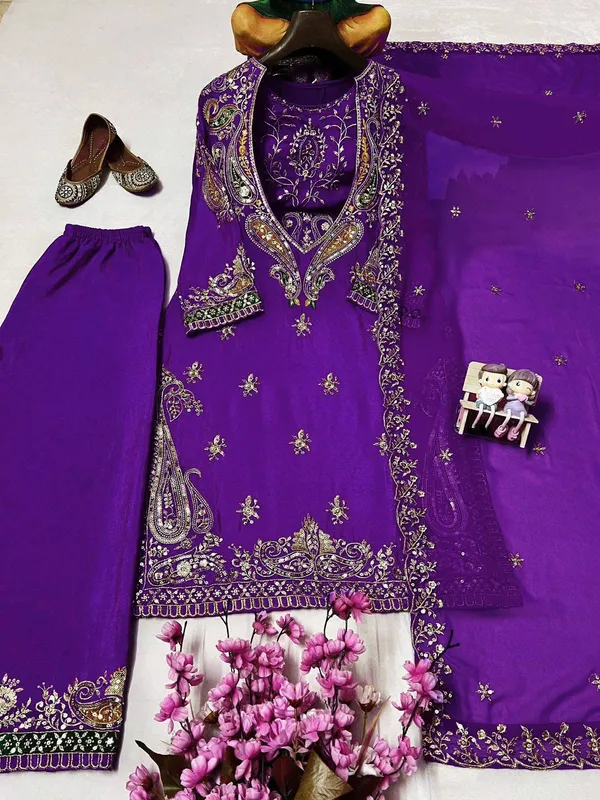 Purple_Chinon_Georgette_Straight_Embroidered_Suit_Set_For_Women