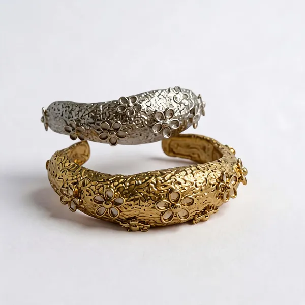 Gold_Silver_Electroplated_Floral_Textured_Cuff_Bangles_For_Women