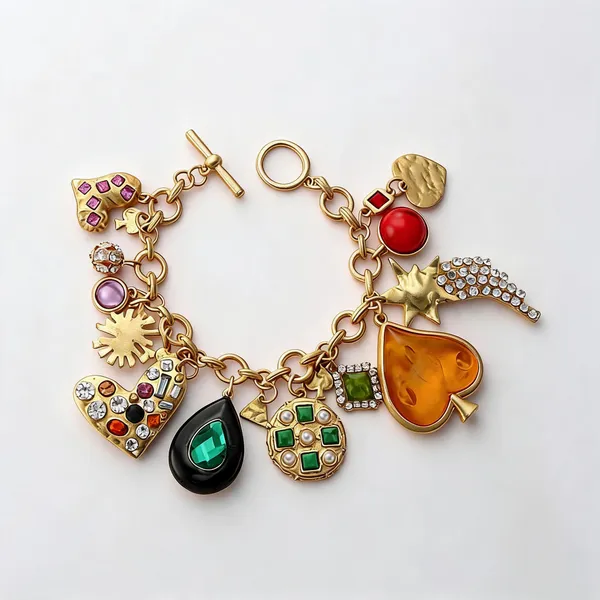 Multicolour_Electroplated_Heart_Stone_Charm_Bracelet_For_Women