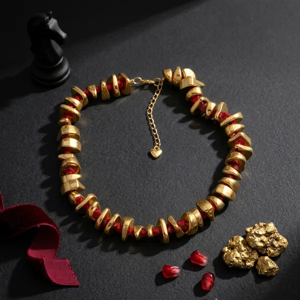 Gold_Electroplated_Chunky_Beaded_Necklace_For_Women