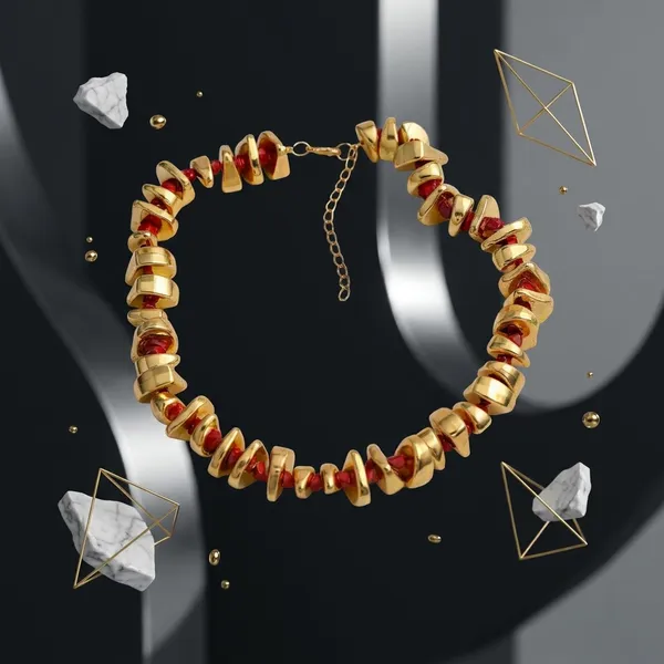 Gold_Electroplated_Chunky_Beaded_Necklace_For_Women