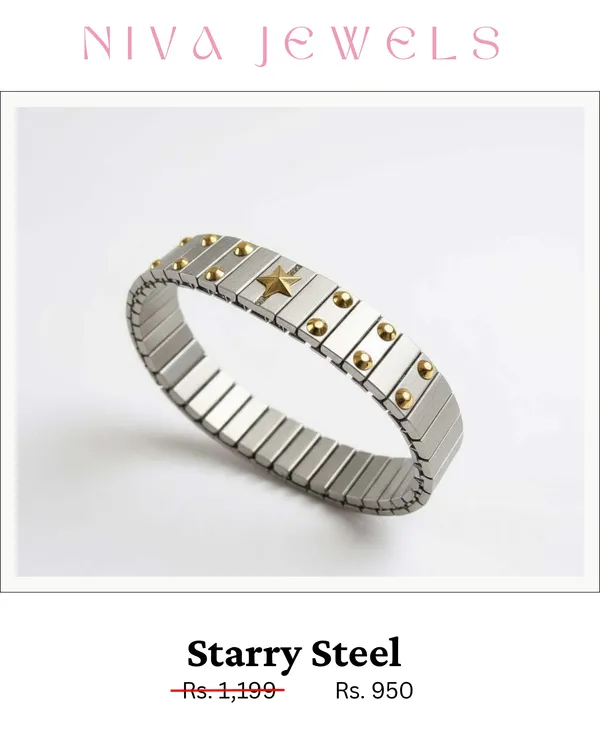 Silver_Stainless_Steel_Star_Link_Bracelet_For_Unisex