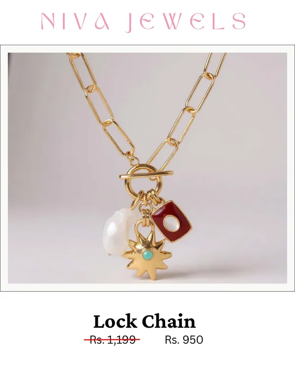 Gold_Electroplated_Paperclip_Chain_Multi_Charm_Necklace_For_Women