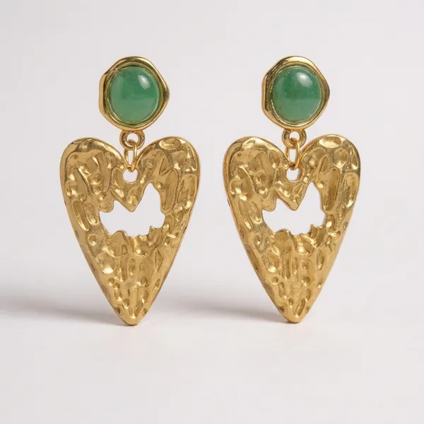 Gold_Tone_Green_Stone_Open_Heart_Drop_Earrings_For_Women