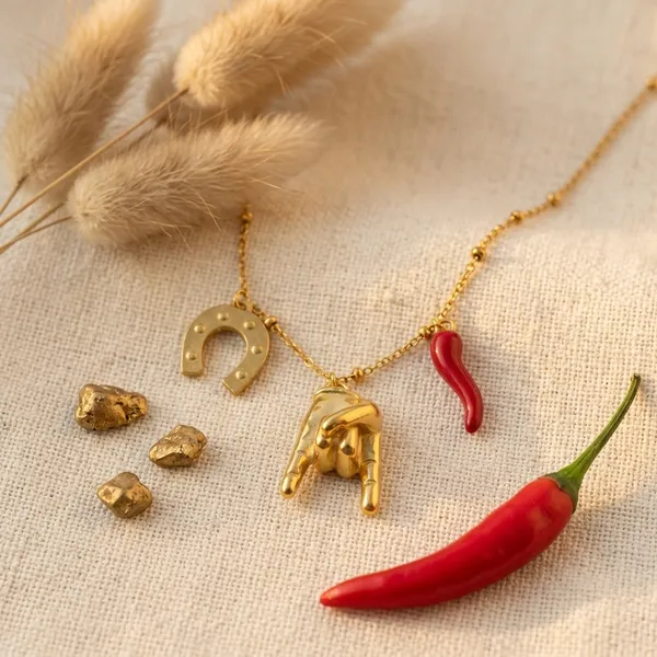 Gold_Stainless_Steel_Chilly_Charm_Necklace_For_Women