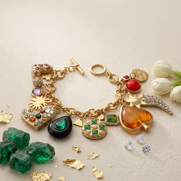 Multicolour_Electroplated_Heart_Stone_Charm_Bracelet_For_Women