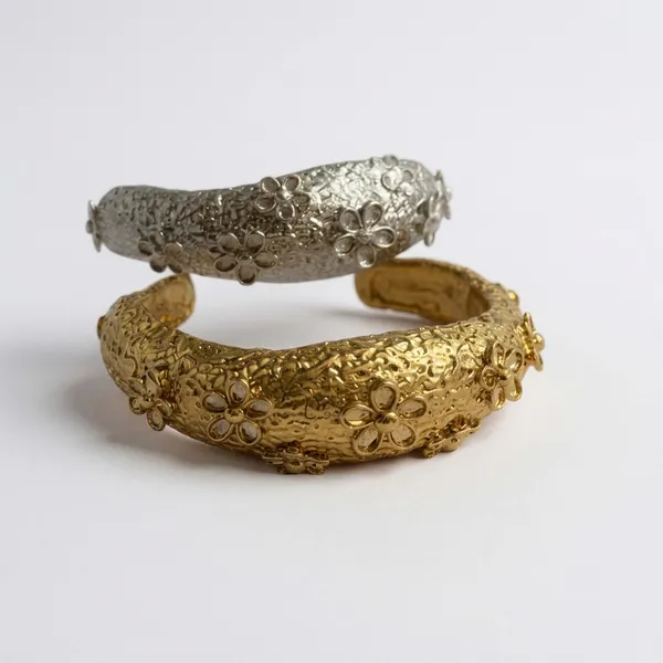 Gold_Silver_Electroplated_Floral_Textured_Cuff_Bangles_For_Women