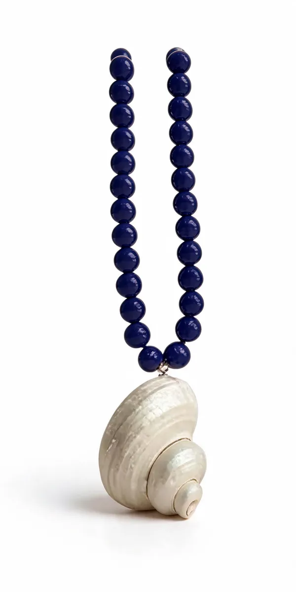 Blue_Poly_Resin_Shell_Drop_Beaded_Necklace_For_Women