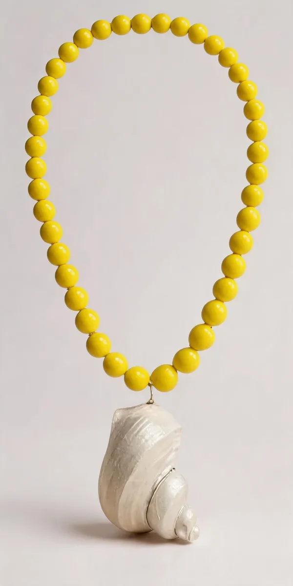 Yellow_Poly_Resin_Shell_Drop_Beaded_Necklace_For_Women