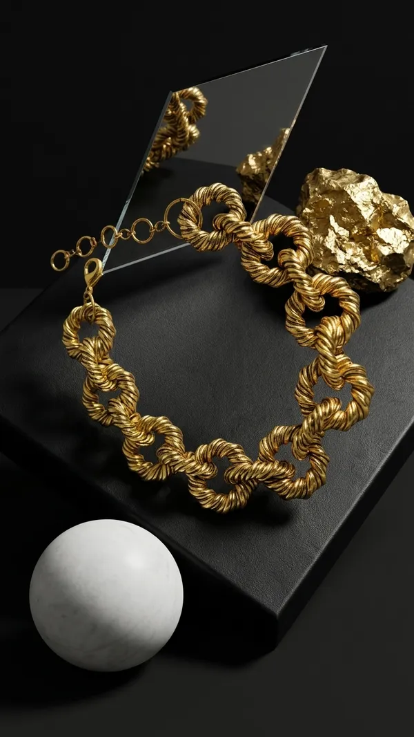Gold_Electroplated_Knot_Link_Chain_Necklace