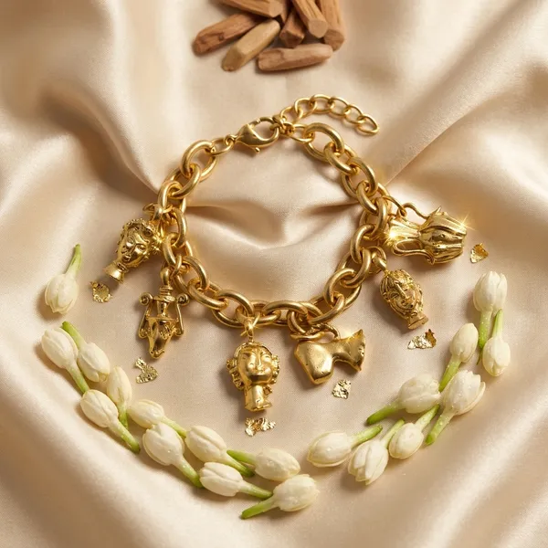 Gold_Stainless_Steel_Chunky_Charm_Bracelet_For_Women