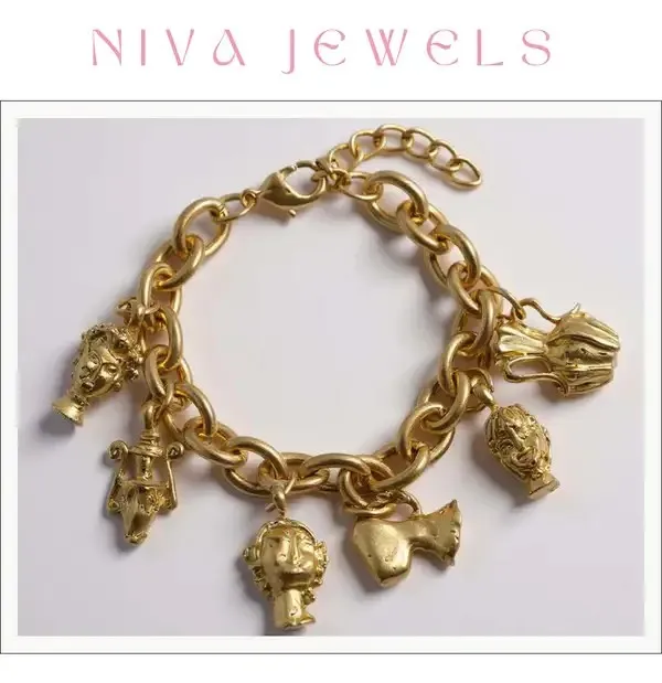 Gold_Stainless_Steel_Chunky_Charm_Bracelet_For_Women