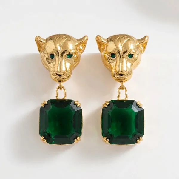 Gold_Stainless_Steel_Jaguar_Green_Stone_Drop_Earrings