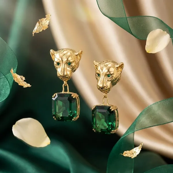 Gold_Stainless_Steel_Jaguar_Green_Stone_Drop_Earrings