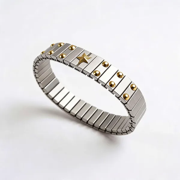 Silver_Stainless_Steel_Star_Link_Bracelet_For_Unisex