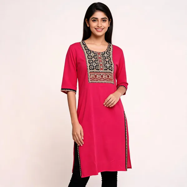Pink_Modal_Silk_Printed_Yoke_Straight_Kurta_For_Women