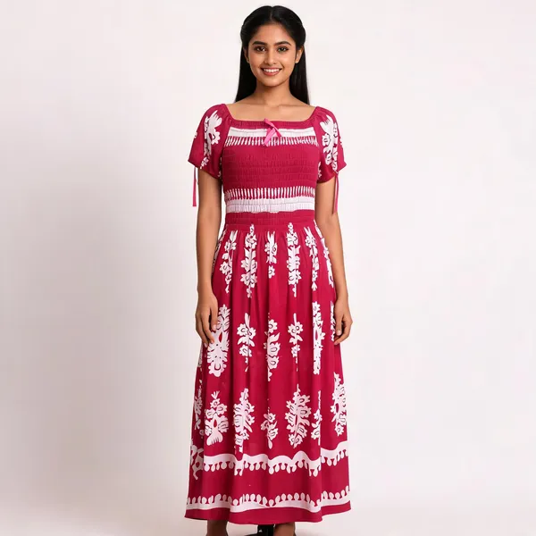Pink_Cotton_Smocked_Floral_Print_Maxi_Dress_For_Women