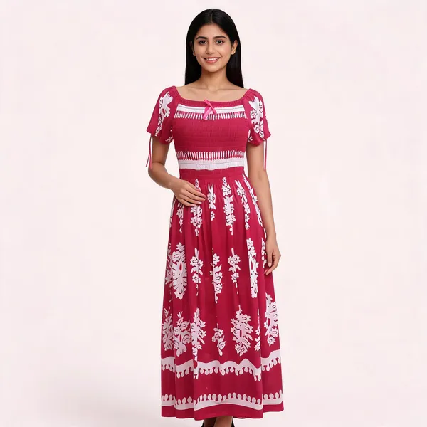 Pink_Cotton_Smocked_Floral_Print_Maxi_Dress_For_Women