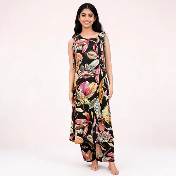 Black_Rayon_Sleeveless_Floral_Print_Shoulder_Tie_Maxi_Dress_For_Women