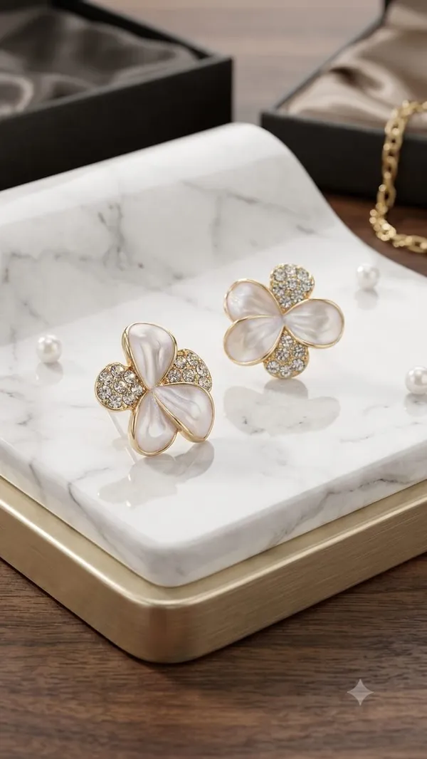 DealAddaa_White_Mother_of_Pearl_Floral_Stud_Earrings_for_Women_&_Girls_|_Crystal_Flower_Gold_Plated_Earrings_|_Premium_Party_Wear