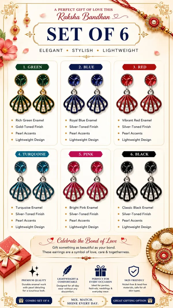 Dealaddaa_Combo_Gold_Plated_multicolor_Enamel_Petal_Drop_Earrings_For_Women's_and_Girls