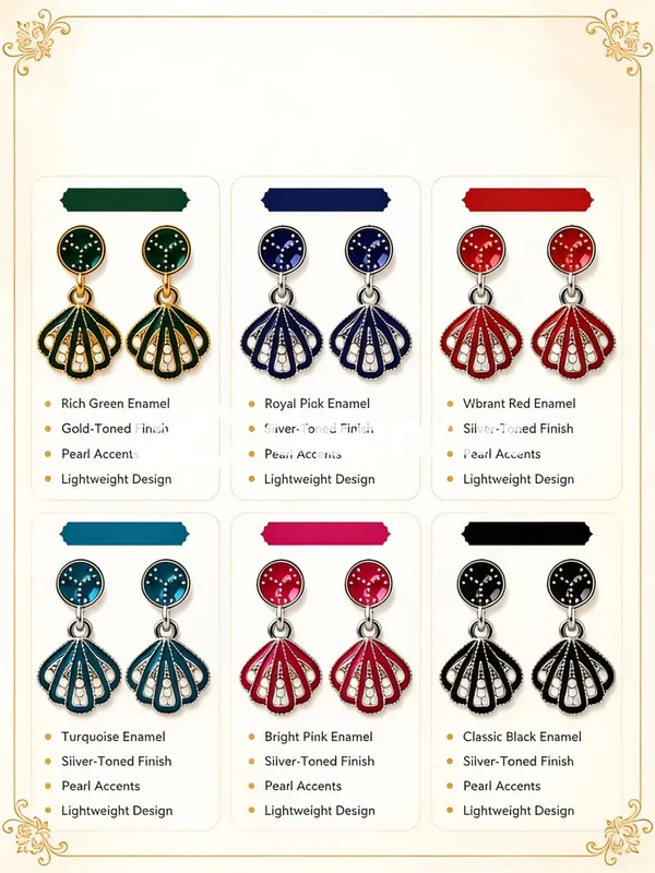 Dealaddaa_Combo_Gold_Plated_multicolor_Enamel_Petal_Drop_Earrings_For_Women's_and_Girls