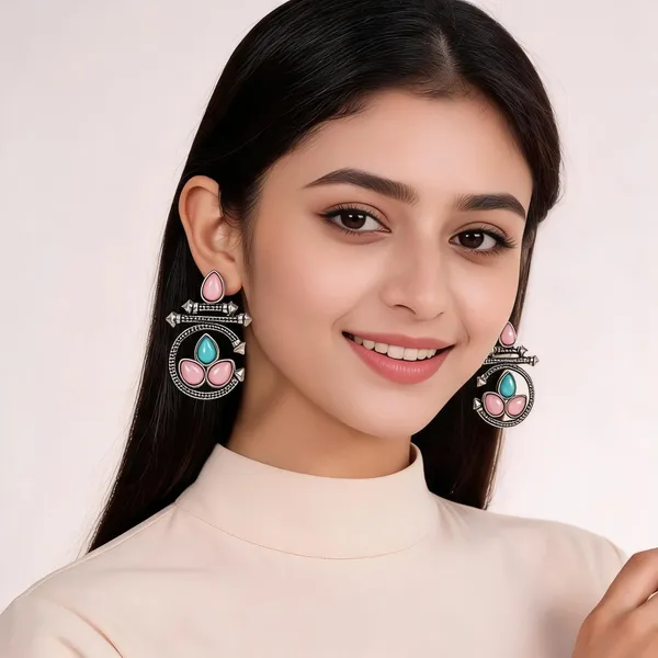 Oxidised_Silver_Multicolor_Stone_Tribal_Drop_Earrings_For_Women