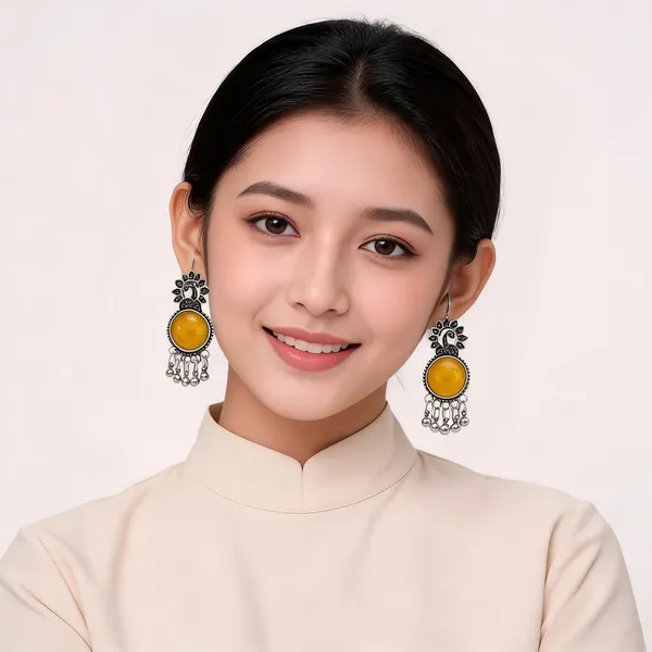 Silver_Oxidised_Yellow_Stone_Peacock_Drop_Earrings_For_Women