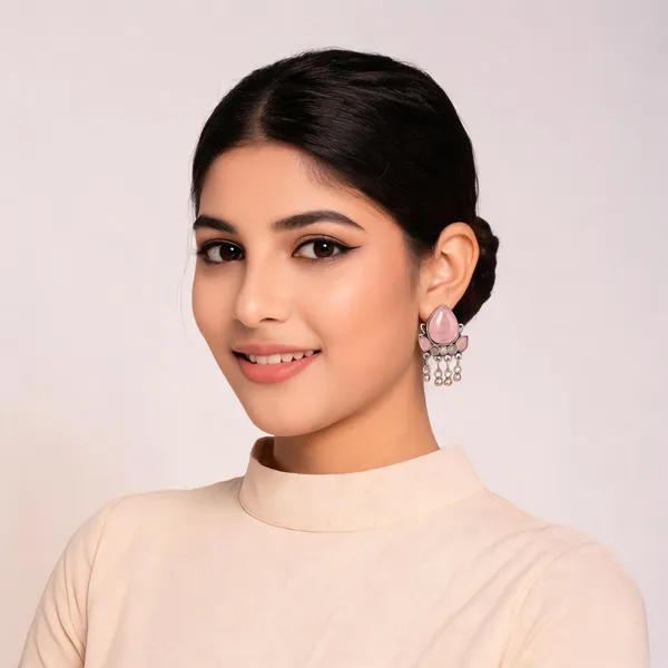 Pink_Oxidized_Silver_Tone_Teardrop_Dangle_Jhumki_Earrings_For_Women