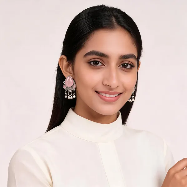 Pink_Oxidized_Silver_Tone_Teardrop_Dangle_Jhumki_Earrings_For_Women