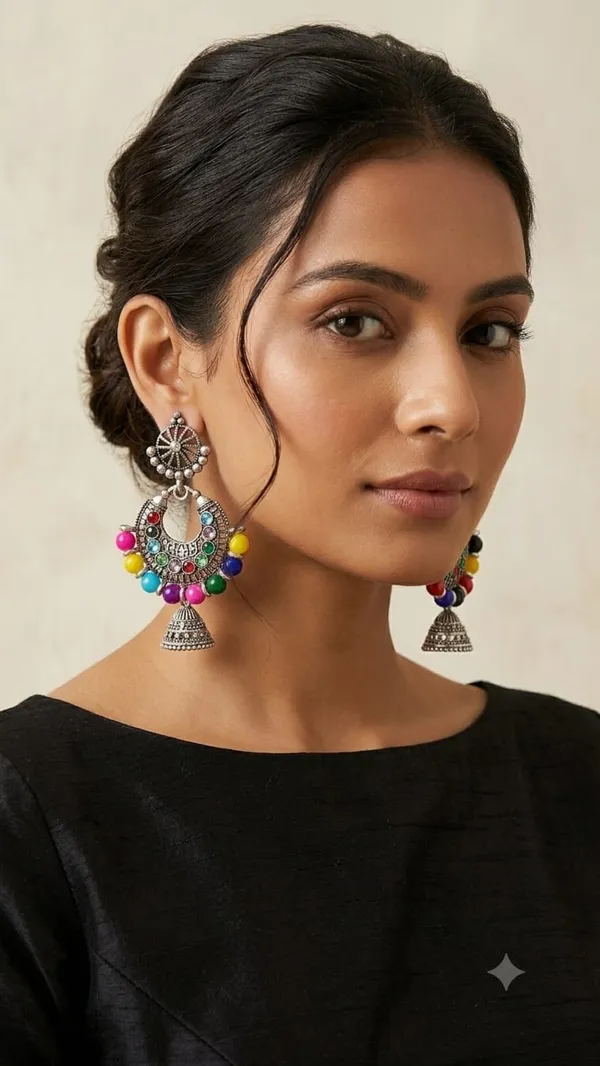 DealAddaa_Oxidised_Tribal_Doll_Jhumka_Earrings_for_Women_&_Girls_|_Multicolor_Beaded_Ethnic_Dangle_Earrings