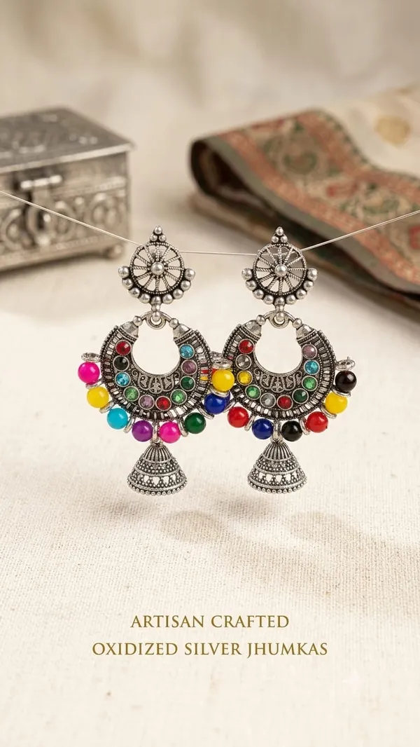 DealAddaa_Oxidised_Tribal_Doll_Jhumka_Earrings_for_Women_&_Girls_|_Multicolor_Beaded_Ethnic_Dangle_Earrings